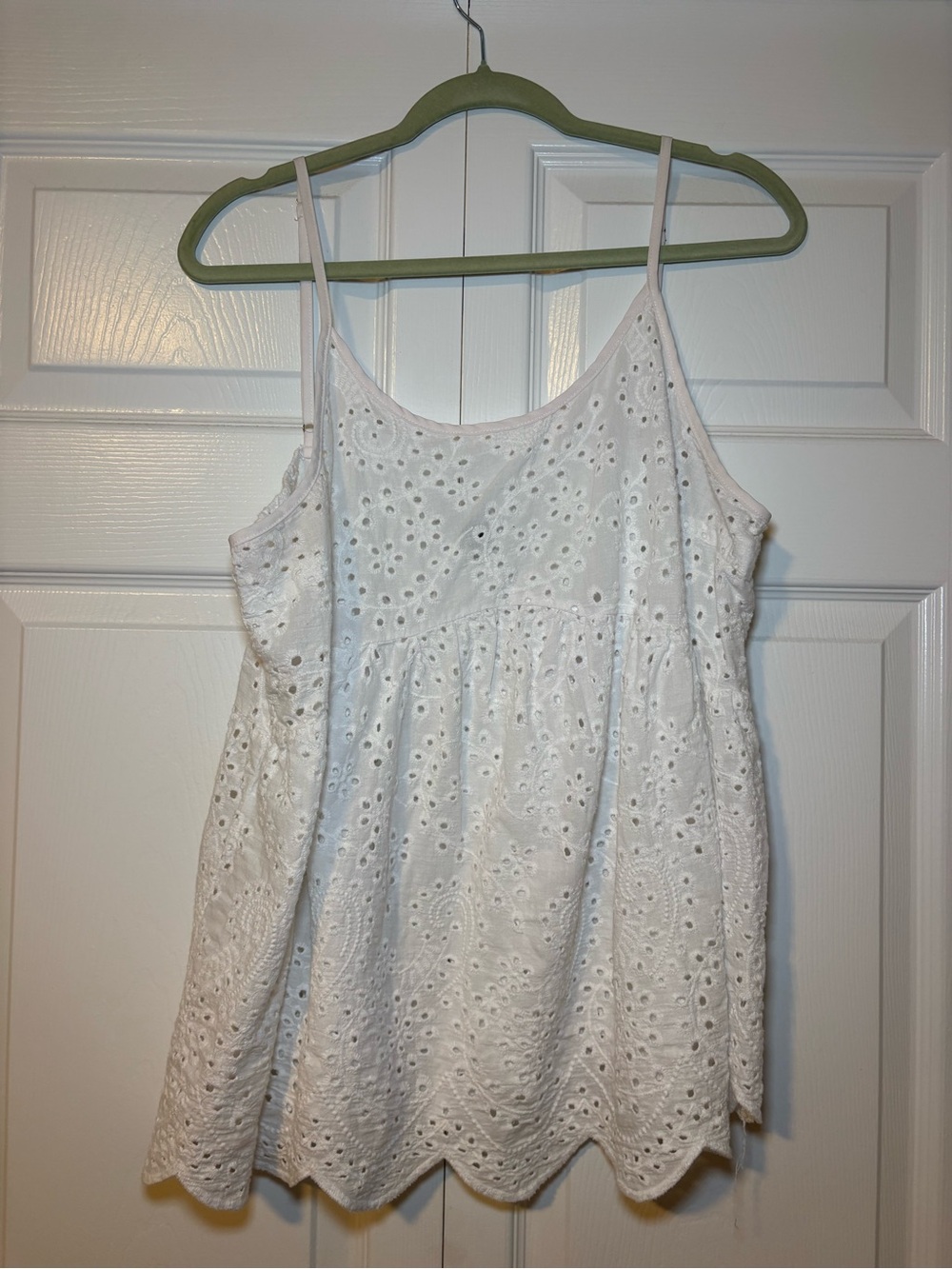 White Eyelet Spaghetti Strap Tank Top